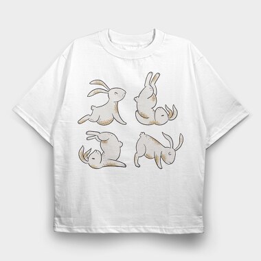 Yoga Rabbits, Tricou Oversize Barbati (Unisex)