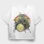 Zombie Cat Drummer, Tricou Oversize Barbati (Unisex)