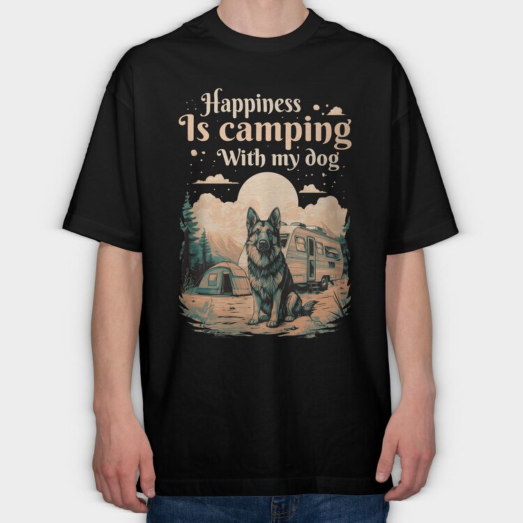 Camping With My Dog, Tricou Oversize Barbati (Unisex)