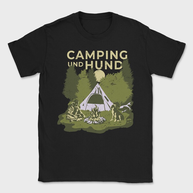 Camping and Hund, Tricou Barbati (Unisex)