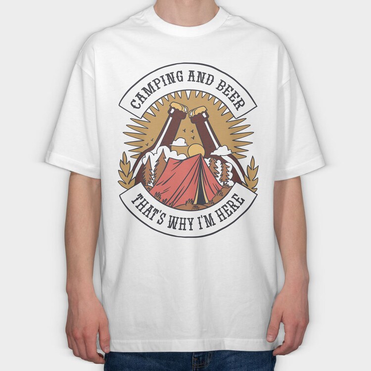 Camping and Beer 2, Tricou Oversize Barbati (Unisex)