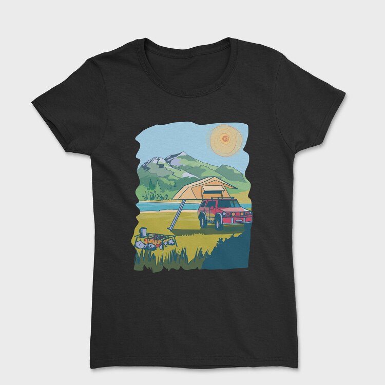 Camping on the Lake Landscape, Tricou Femei