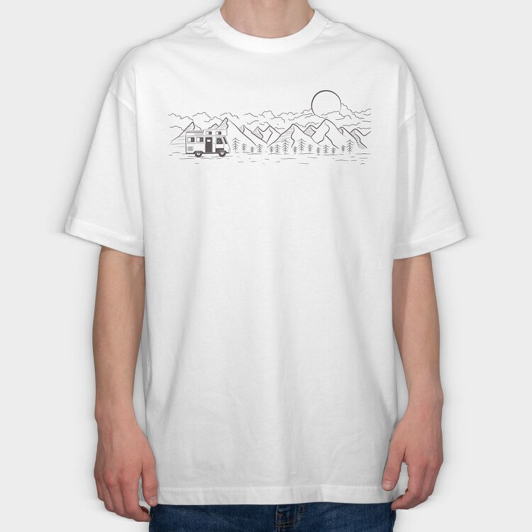 Camping Monochrome, Tricou Oversize Barbati (Unisex)