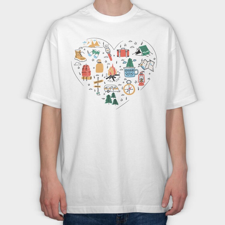 Camping Elements Heart, Tricou Oversize Barbati (Unisex)