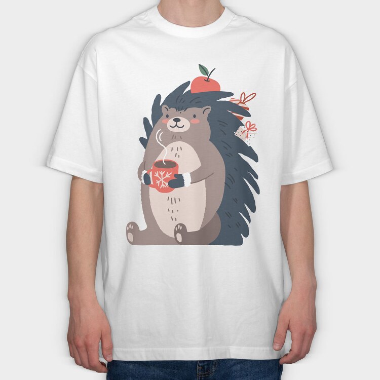 Cozy Hedgehog Cocoa, Tricou Oversize Barbati (Unisex)