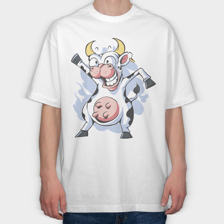 Crazy Dancing Cow, Tricou Oversize Barbati (Unisex)