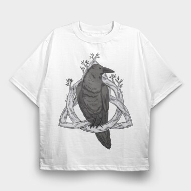 Raven On Nordic Symbol, Tricou Oversize Barbati (Unisex)