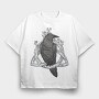 Raven On Nordic Symbol, Tricou Oversize Barbati (Unisex)