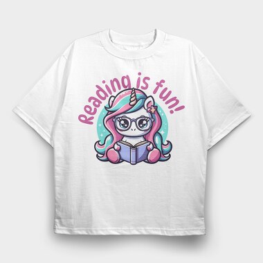 Reading Is Fun Unicorn Tote, Tricou Oversize Barbati (Unisex)