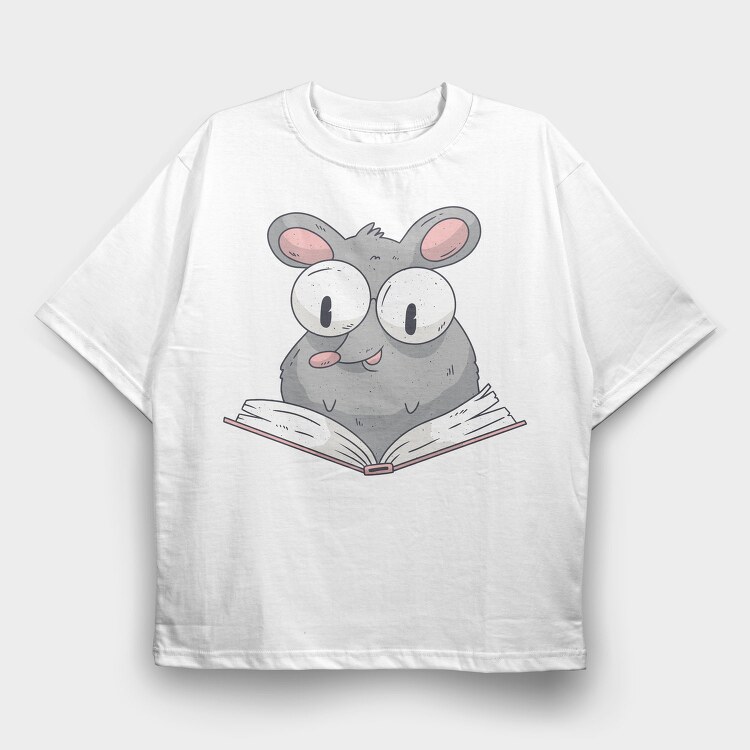 Reading Rat, Tricou Oversize Barbati (Unisex)