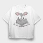 Reading Rat, Tricou Oversize Barbati (Unisex)