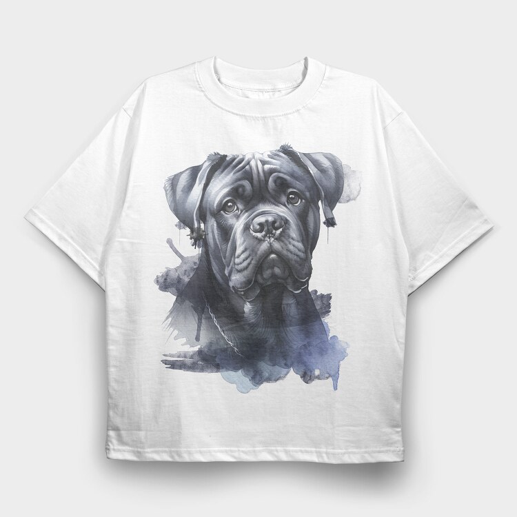 Realistic Bullmastif Dog Portrait, Tricou Oversize Barbati (Unisex)