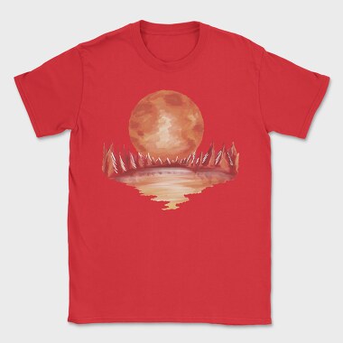 Red Landscape Full Moon Lake, Tricou Barbati (Unisex)
