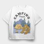 Camping Dream Bear Guitar, Tricou Oversize Barbati (Unisex)