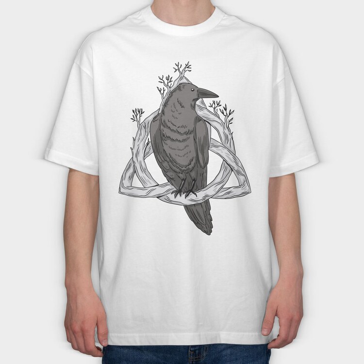 Raven On Nordic Symbol, Tricou Oversize Barbati (Unisex)