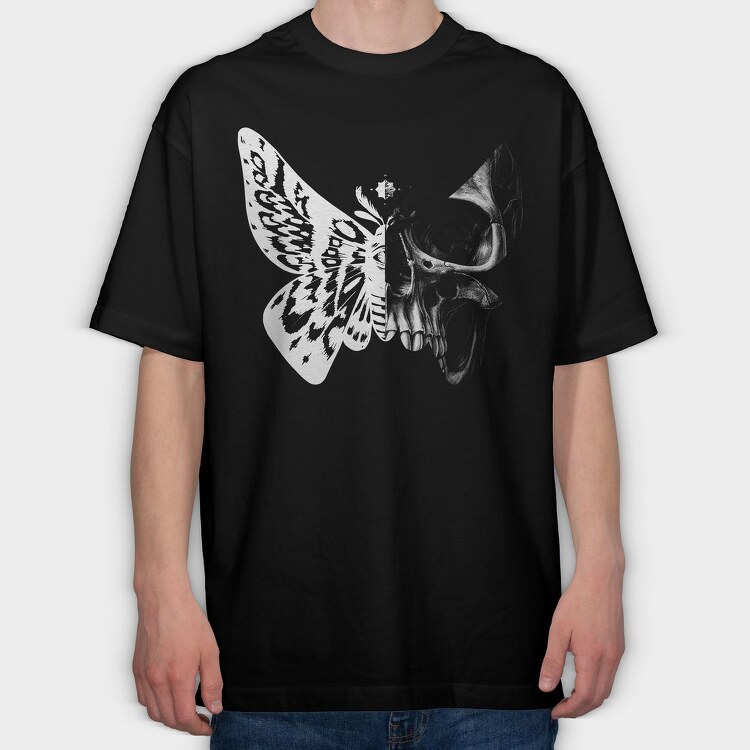 Butterfly Half Skull, Tricou Oversize Barbati (Unisex)