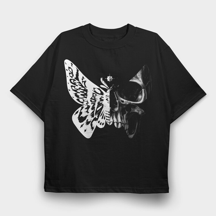 Butterfly Half Skull, Tricou Oversize Barbati (Unisex)