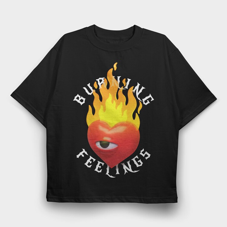 Burning Feelings Heart, Tricou Oversize Barbati (Unisex)