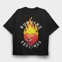 Burning Feelings Heart, Tricou Oversize Barbati (Unisex)
