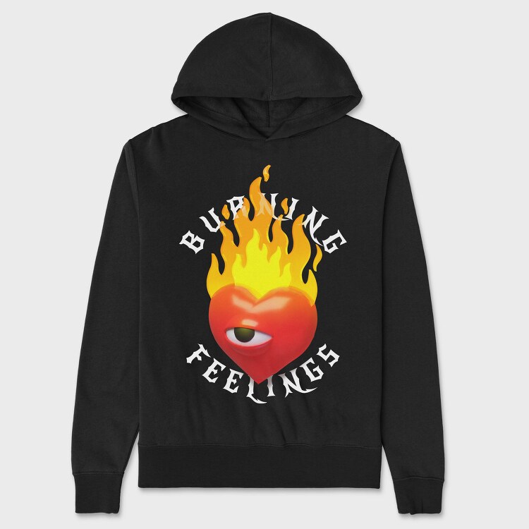 Burning Feelings Heart, Hanorac Oversize Barbati (Unisex)
