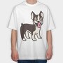 Boston Terrier Cartoon, Tricou Oversize Barbati (Unisex)