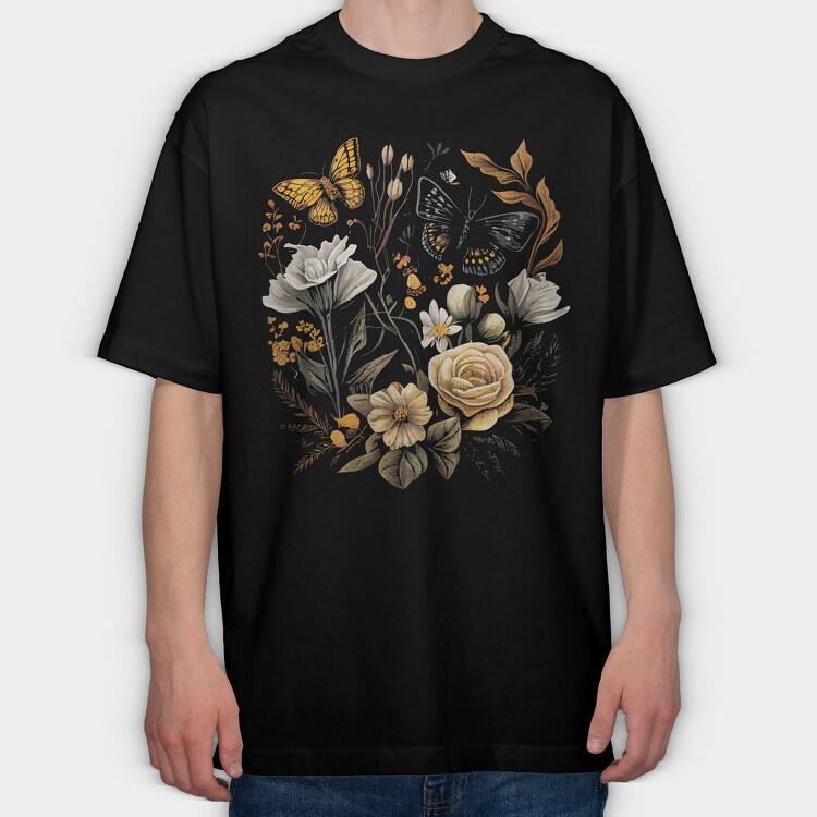 Botanical Flowers, Tricou Oversize Barbati (Unisex)