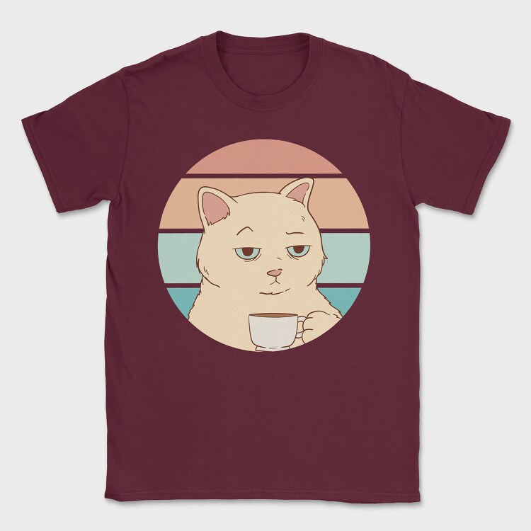Bored Cat With Coffee, Tricou Barbati (Unisex)