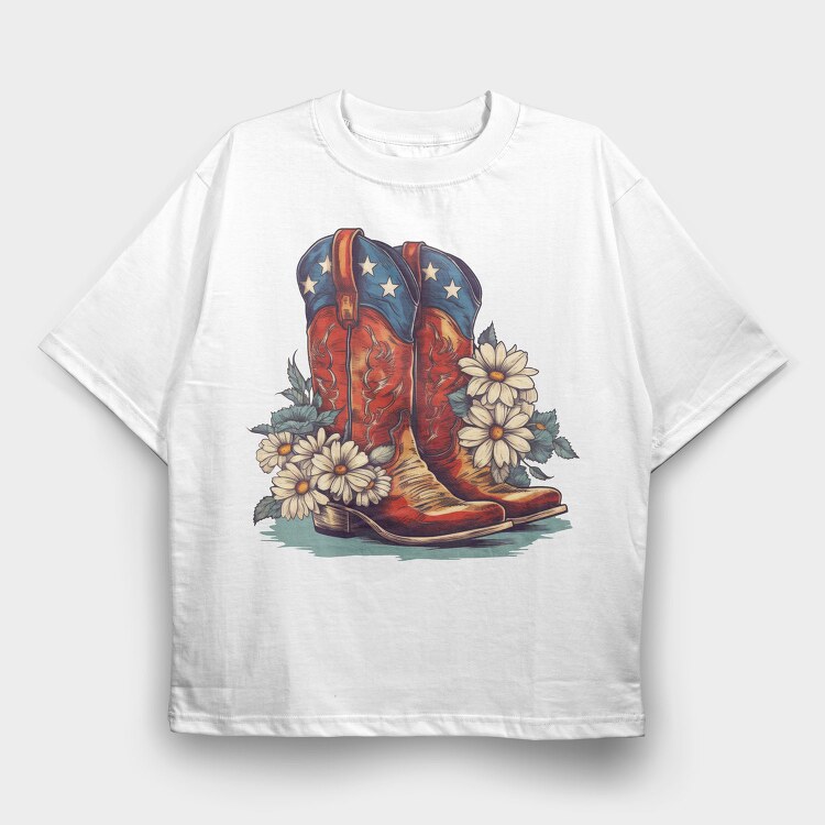 Boots Flowers, Tricou Oversize Barbati (Unisex)