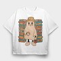 Books Cute Ghost, Tricou Oversize Barbati (Unisex)