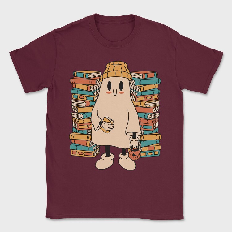Books Cute Ghost, Tricou Barbati (Unisex)