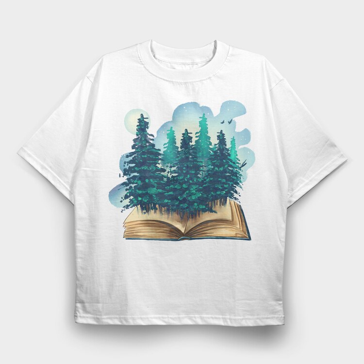 Book Trees Forest, Tricou Oversize Barbati (Unisex)