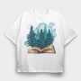 Book Trees Forest, Tricou Oversize Barbati (Unisex)