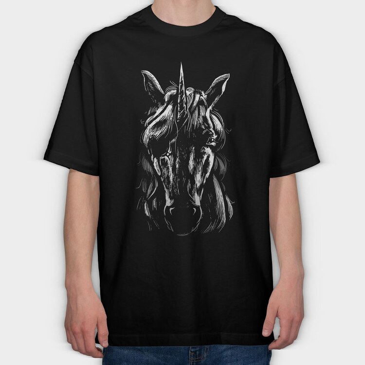 Blindfold Unicorn Portrait, Tricou Oversize Barbati (Unisex)
