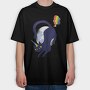 Black Cat Unicorn, Tricou Oversize Barbati (Unisex)