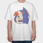 Blue Cat and Dog Hugging, Tricou Oversize Barbati (Unisex)