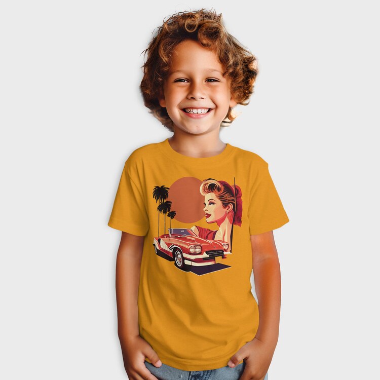 Classic Car Convertible Girl Trees, Tricou Copii