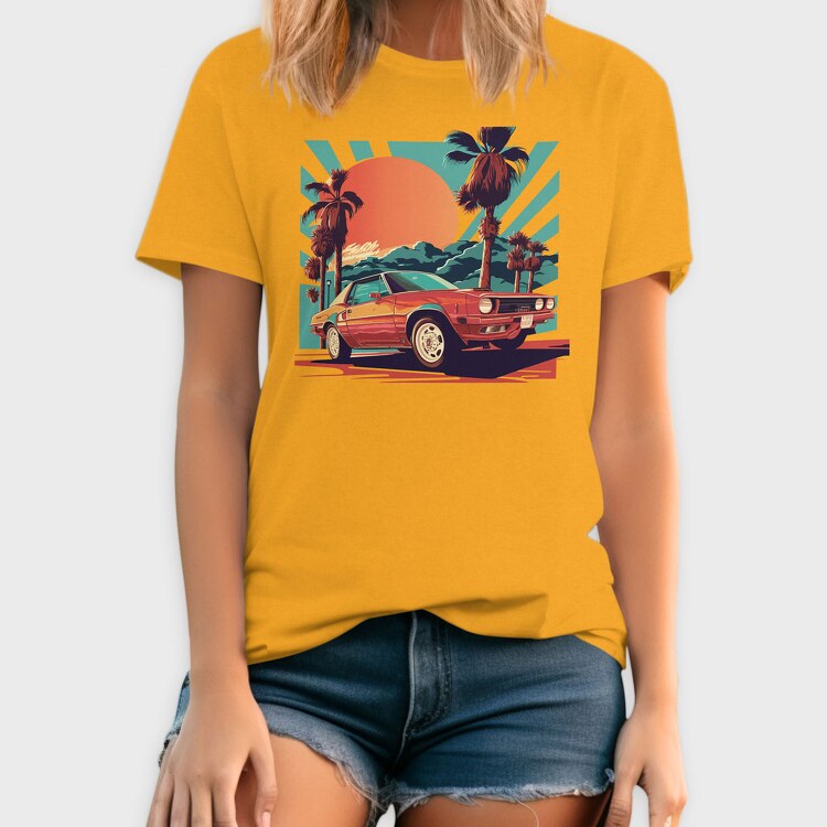Classic Car Convertible With Scenic, Tricou Barbati (Unisex)