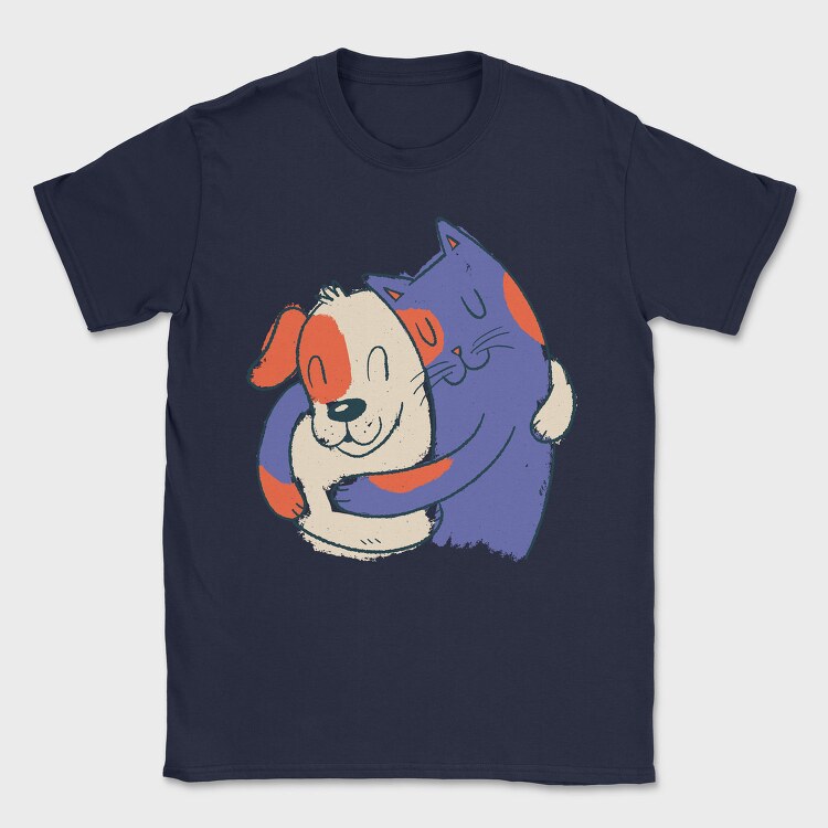 Blue Cat and Dog Hugging, Tricou Barbati (Unisex)