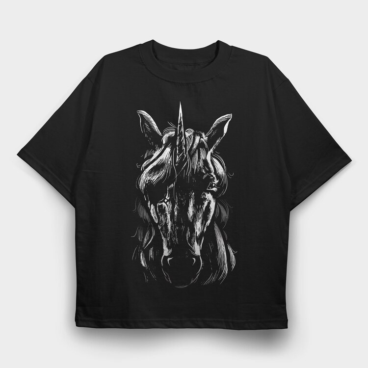 Blindfold Unicorn Portrait, Tricou Oversize Barbati (Unisex)