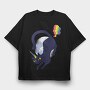 Black Cat Unicorn, Tricou Oversize Barbati (Unisex)