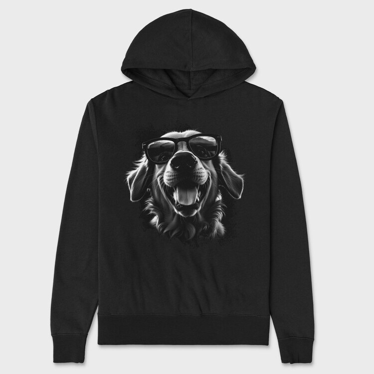 Black White Golden Retriever, Hanorac Oversize Barbati (Unisex)