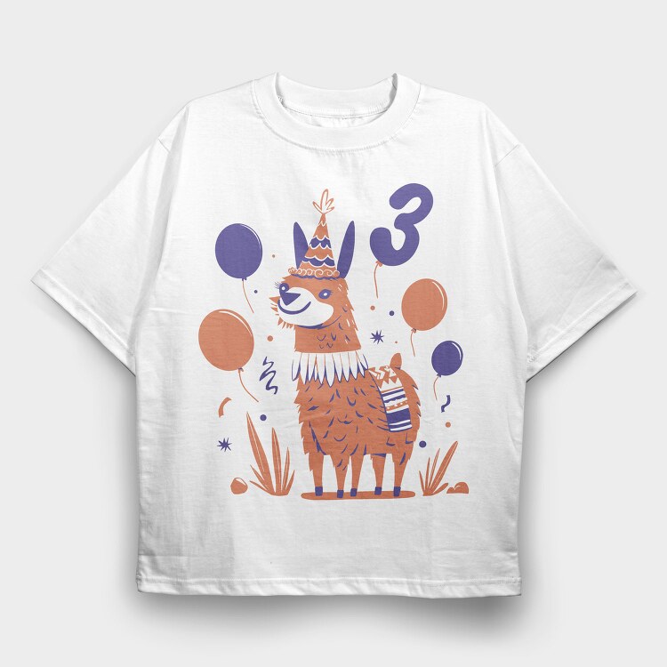 Birthday Llama, Tricou Oversize Barbati (Unisex)