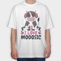 Cow With Headphones I Love Moosic, Tricou Oversize Barbati (Unisex)