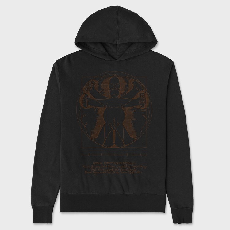 Homer Simpson Mensch Da Vinci Anatomie, Hanorac Oversize Barbati (Unisex)