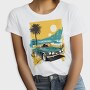 Classic Car Palm Trees Sun Sea City, Tricou Femei