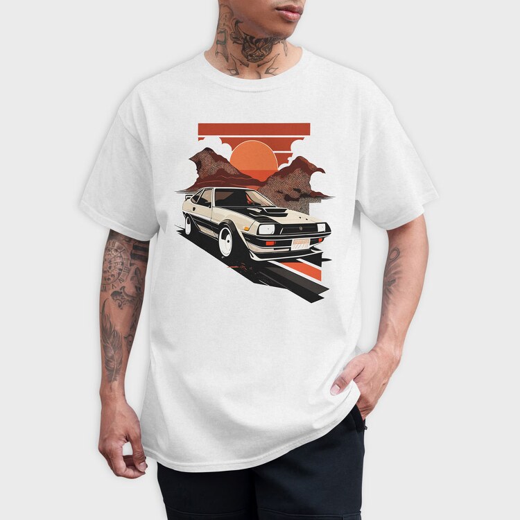 Classic Car Sunset Mountains, Tricou Barbati (Unisex)