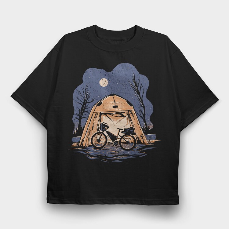 Bike Packing Camping, Tricou Oversize Barbati (Unisex)
