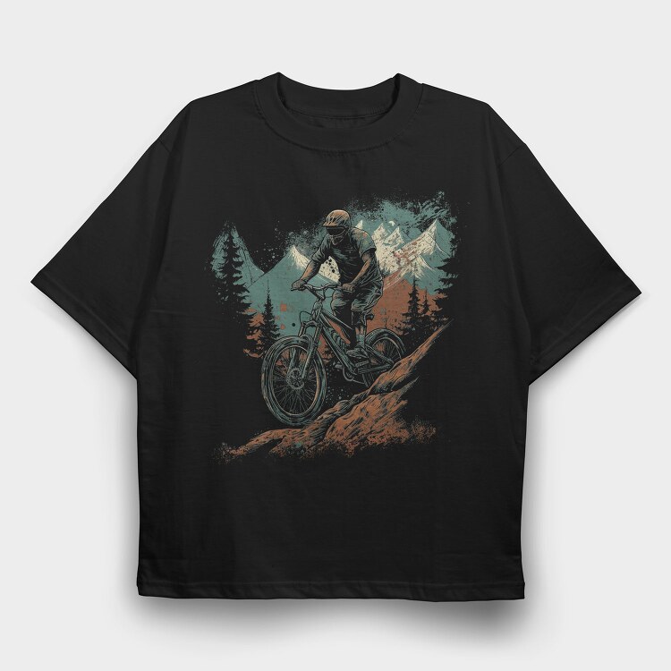 Bike Mountain, Tricou Oversize Barbati (Unisex)