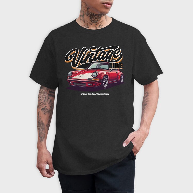Vintage Ride Porsche, Tricou Barbati (Unisex)
