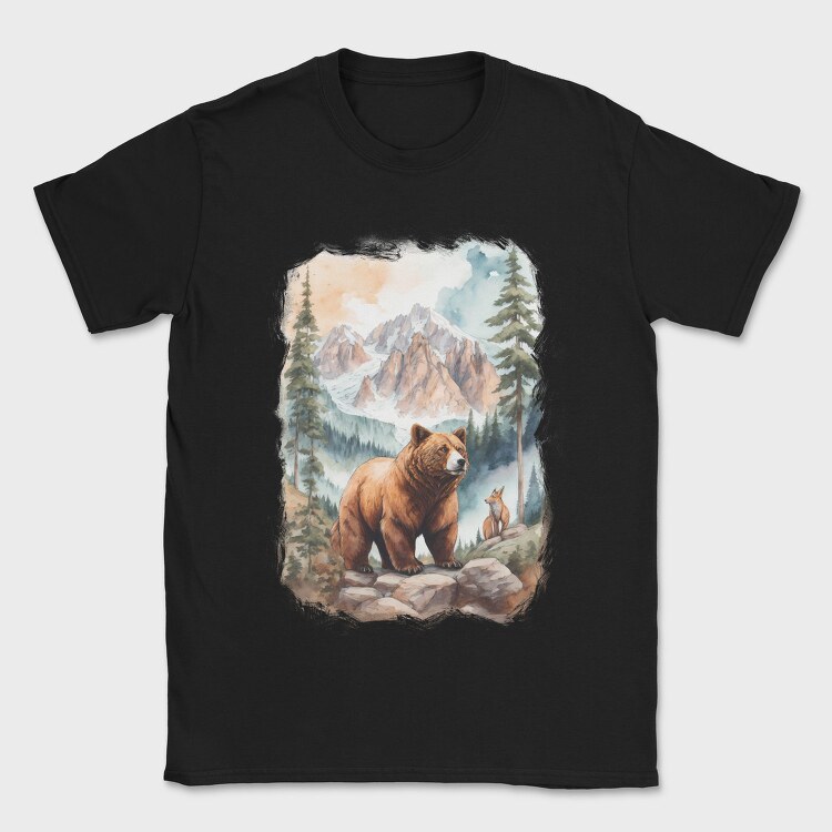 Bear Watercolor Forest, Tricou Barbati (Unisex)